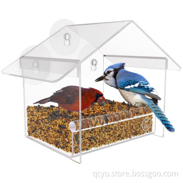 Window Bird Feeder by Yellow Beaks - High-Quality Clear Acrylic Bird Feeder with Strong All-Weather Suction Cups